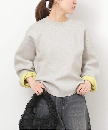 ダブルニットコントラストプルオーバー