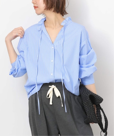 ハイカウントストライプスタンドカラー2way