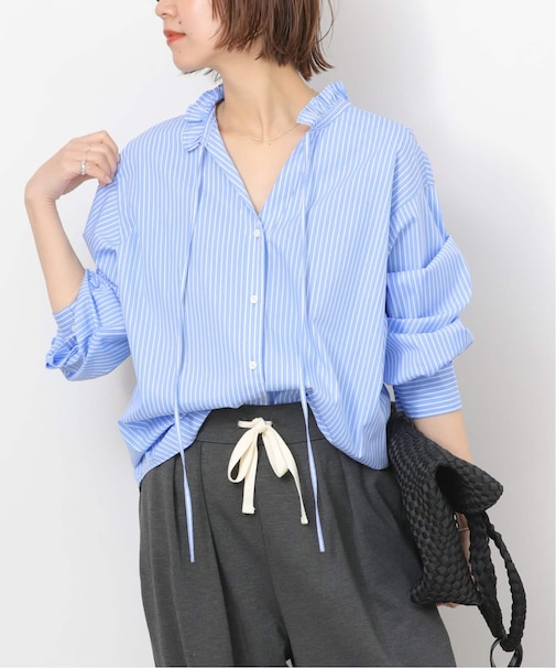 ハイカウントストライプスタンドカラー2way