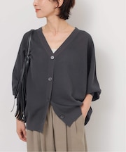 ［26SS新作］リネンミックスシアーVネックカーディガン