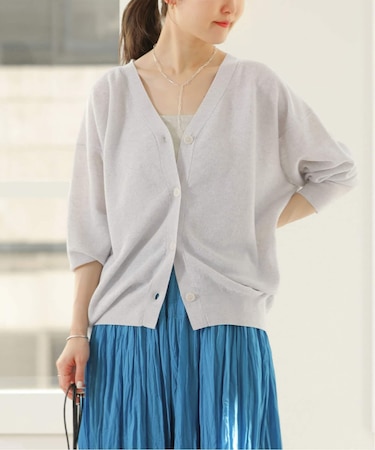［26SS新作］リネンミックスシアーVネックカーディガン