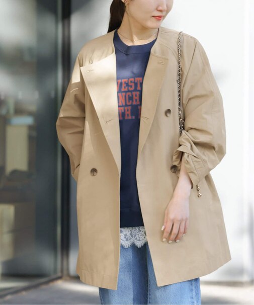 ［26SS新作 / 洗濯機洗い可］ノーカラートレンチコート