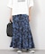 ［26SS新作］バイカラーリーフプリントスカート