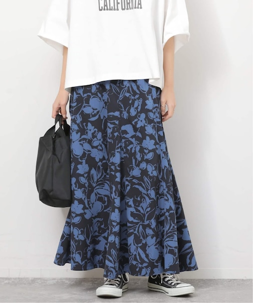 ［26SS新作］バイカラーリーフプリントスカート