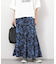 ［26SS新作］バイカラーリーフプリントスカート