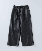 フェイクレザー ワイドストレート イージーパンツ