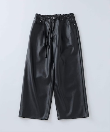 フェイクレザー ワイドストレート イージーパンツ