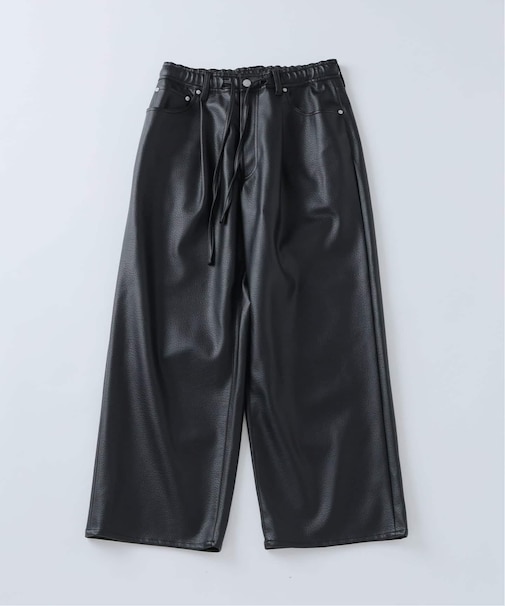 フェイクレザー ワイドストレート イージーパンツ