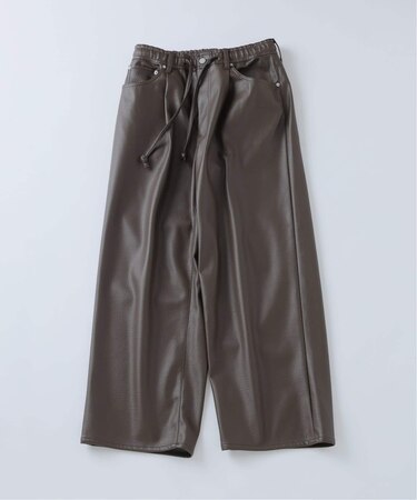 フェイクレザー ワイドストレート イージーパンツ