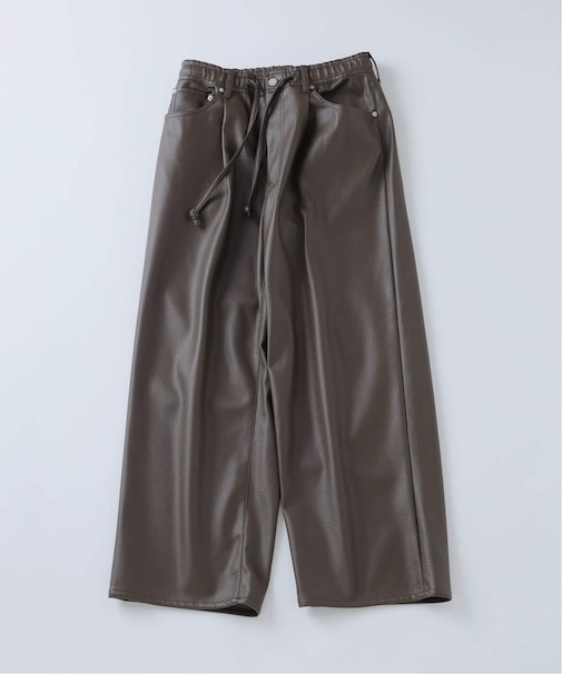 フェイクレザー ワイドストレート イージーパンツ