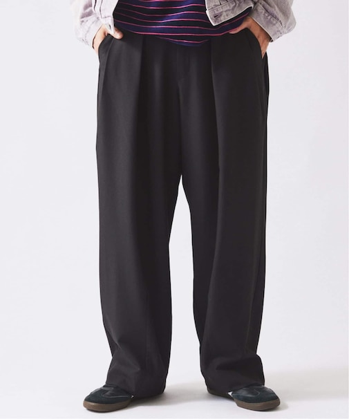 ダブルプリーツ ヒールカット スラックス