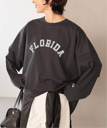 別注【Champion/チャンピオン】16s/1 Jersey L/S Bleach Wash：カットソー