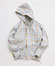 カラー アメリカンチェック フーディシャツ