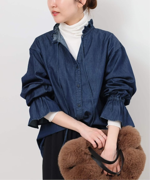 《追加》ライトデニムスタンドカラーブラウス