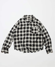 レーヨン アンカット フリンジ チェックシャツ