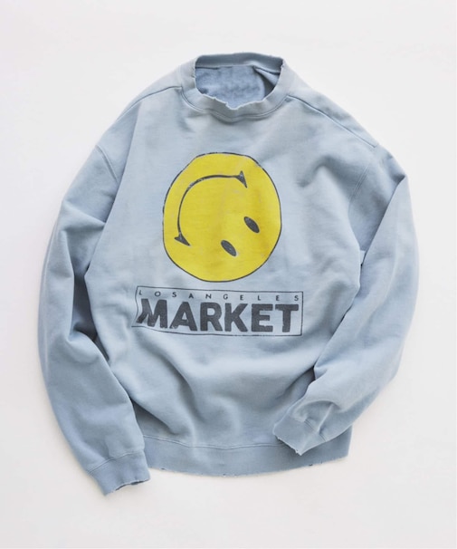 スマイリーフェイス 別注フェードプリント スウェット