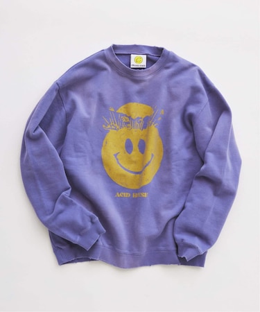 スマイリーフェイス 別注フェードプリント スウェット