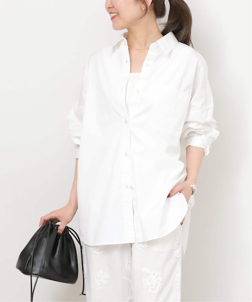 コンパクトコットンストライプビッグシャツ