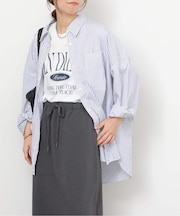 コンパクトコットンストライプビッグシャツ