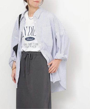 コンパクトコットンストライプビッグシャツ