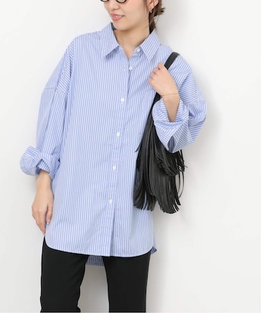 コンパクトコットンストライプビッグシャツ