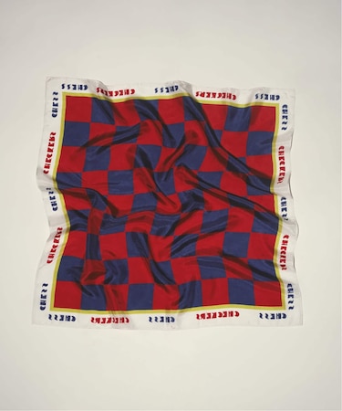 シルクスカーフ　チェッカーフラッグパターン