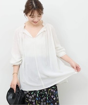 メランジフリルブラウス