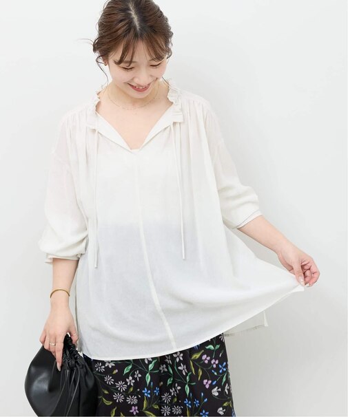 メランジフリルブラウス