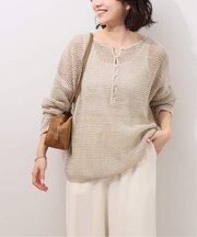 ミックスメッシュ2WAYヘンリープルオーバー