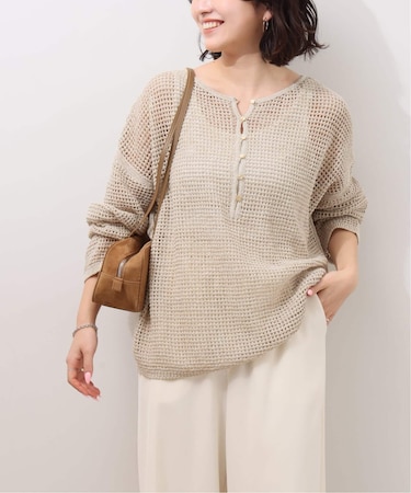 ミックスメッシュ2WAYヘンリープルオーバー