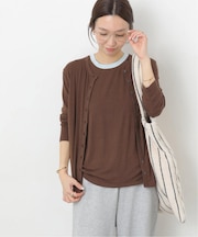 リネンミックスクルーネックカーディガン