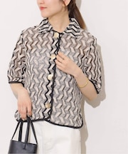 【TORRAZZO DONNA/トラッゾドンナ】ジオメトリックレースシャツ