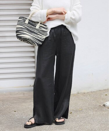 《一部WEB限定追加 / 新色 / 新サイズ》麻スリットイージーパンツ