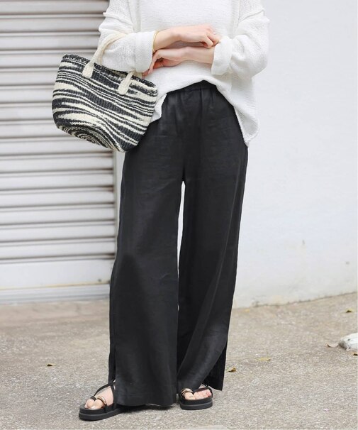 《一部WEB限定追加 / 新色 / 新サイズ》麻スリットイージーパンツ