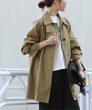 《追加》［26SS新作］コットンナイロンAラインステンコート