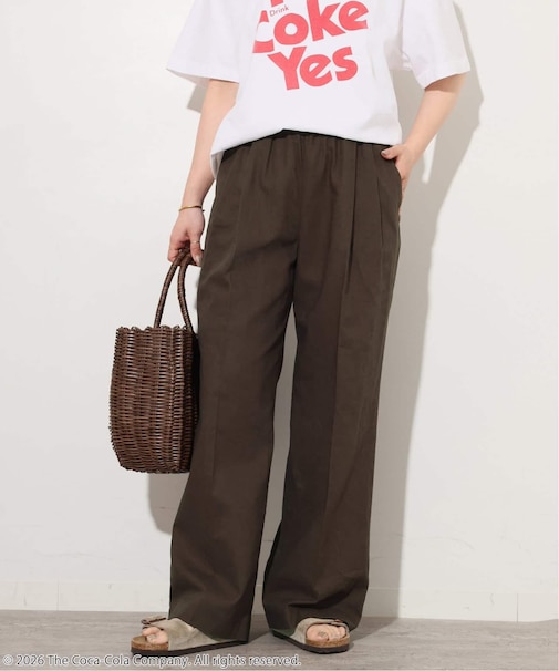 リネンコットンギャザータックパンツ