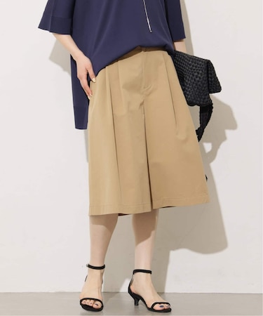 コットンナイロンタックワイドハーフパンツ