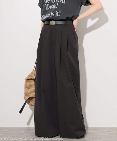 コットンナイロンタックワイドロングパンツ