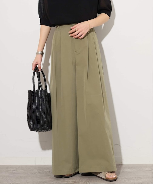コットンナイロンタックワイドロングパンツ