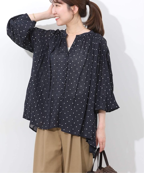 グリッタードットギャザーブラウス