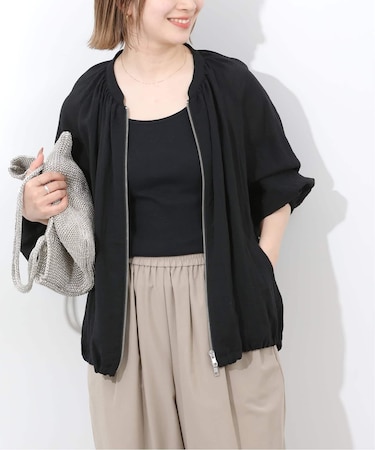 ［手洗い可］シアーギャザージップブルゾン