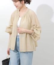 ［手洗い可］シアーギャザージップブルゾン