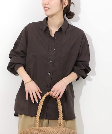 コットンシルクギンガムチェックシャツ