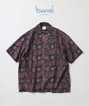 bunai / ブナイ 別注 アジュラク プリント オープンカラー半袖シャツ