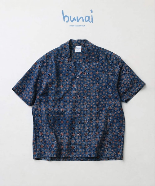 bunai / ブナイ 別注 アジュラク プリント オープンカラー半袖シャツ