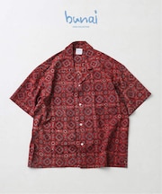 bunai / ブナイ 別注 アジュラク プリント オープンカラー半袖シャツ