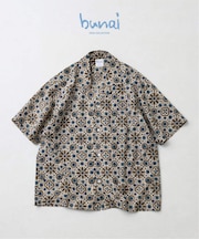 bunai / ブナイ 別注 アジュラク プリント オープンカラー半袖シャツ