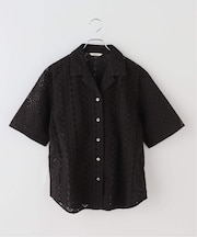 《一部WEB限定追加》コットンカットワーク刺繍開襟シャツ