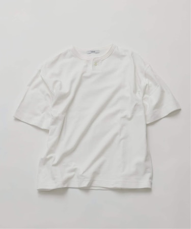 ブロック インレイ 1ボタン ヘンリーネック Tシャツ