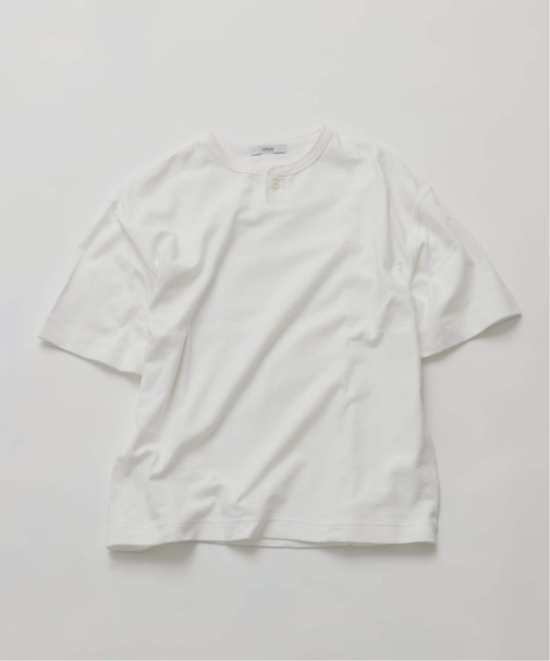 ブロック インレイ 1ボタン ヘンリーネック Tシャツ